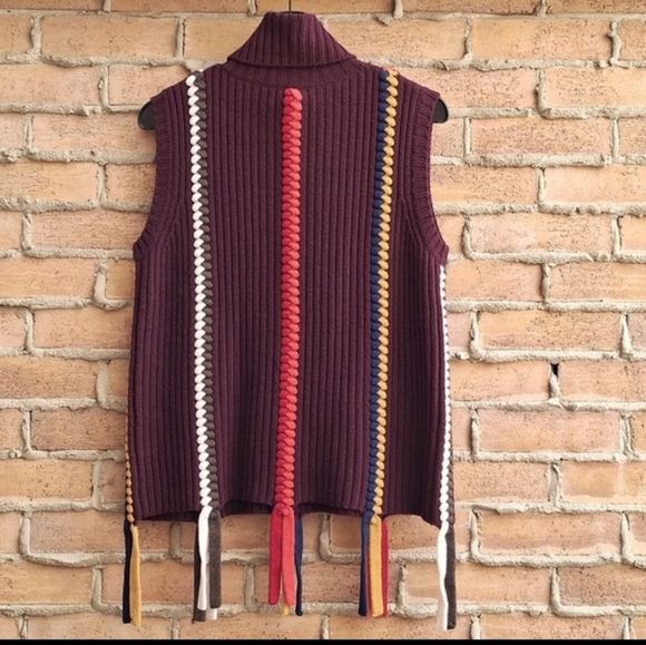 NWOT Derec Lam 10 Crosby Merino Wool Sleeveless Turtleneck Braided Sweater - Picture 5 of 9